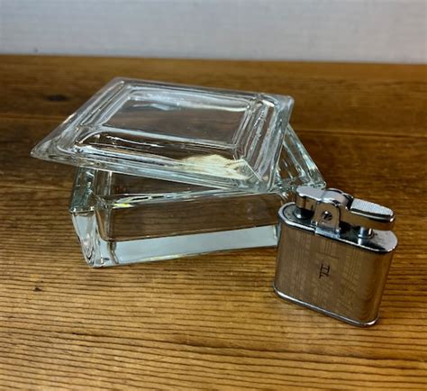 vintage glass cigarette box metal band|Vintage Glass Cigarette Box for sale .